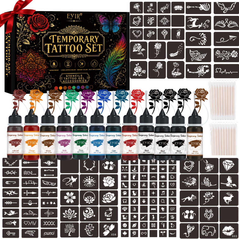 Gel Ink Pen Set - Kit de Tatuagem Temporária em Gel