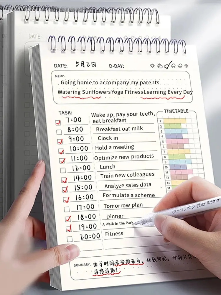 Office Stationery Supply List - Caderno Espiral A5 para Planejamento Diário,
